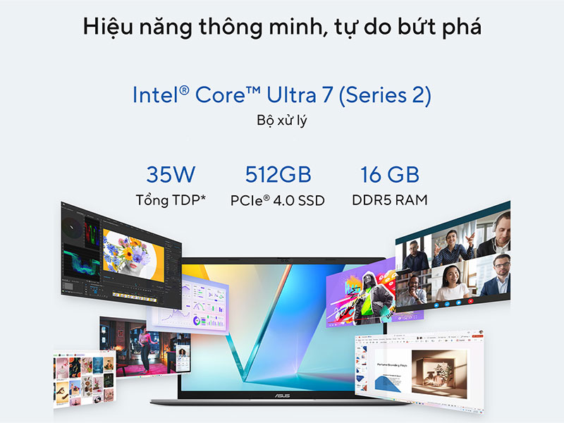 Laptop ASUS Vivobook S16 S3607CA-SH083WS sở hữu hiệu năng mạnh mẽ, thông minh và liền mạch