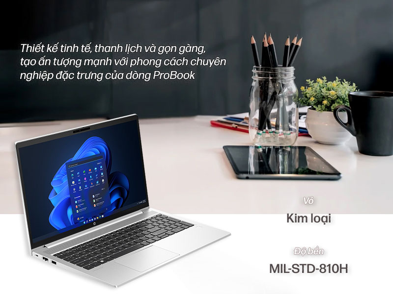 HP Probook 450 G10 B73TPAT mang thiết kế tinh tế, thanh lịch, bền bỉ chuẩn doanh nghiệp