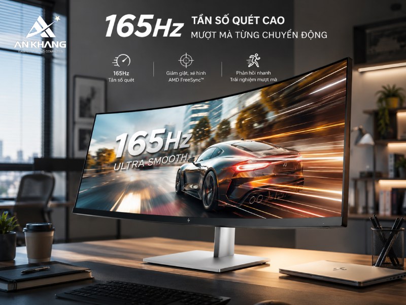 Tần số quét 165Hz cho trải nghiệm hiển thị mượt mà, làm việc và giải trí hiệu quả trên màn hình HP E45c G5 6N4C1AA
