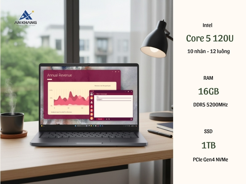Laptop Dell Pro 14 PC14250 71076111 trang bị CPU Intel Core 5 120U tích hợp NPU