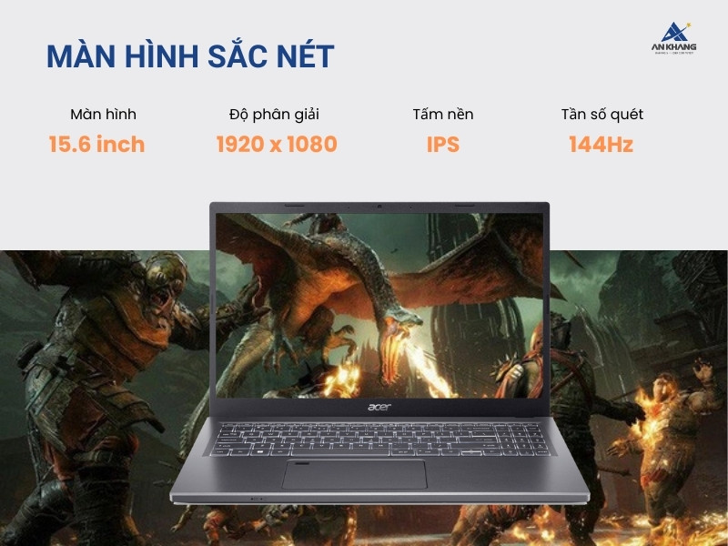 Acer Gaming Aspire 5 A515-58GM-53CM với màn hình 15.6 inch FHD IPS sắc nét