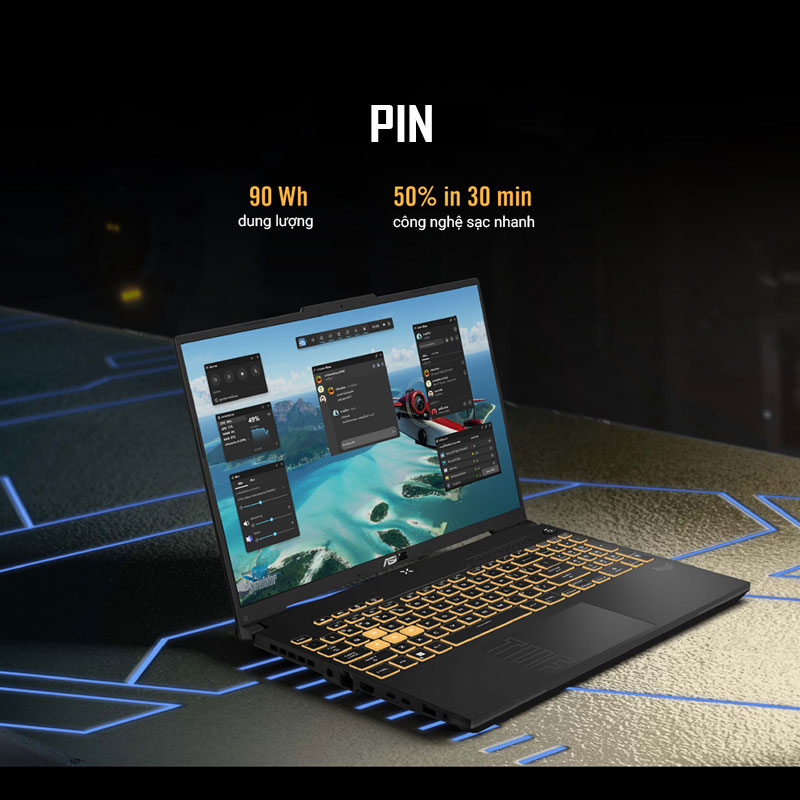 ASUS TUF Gaming F16 được trang bị Pin dung lượng lớn