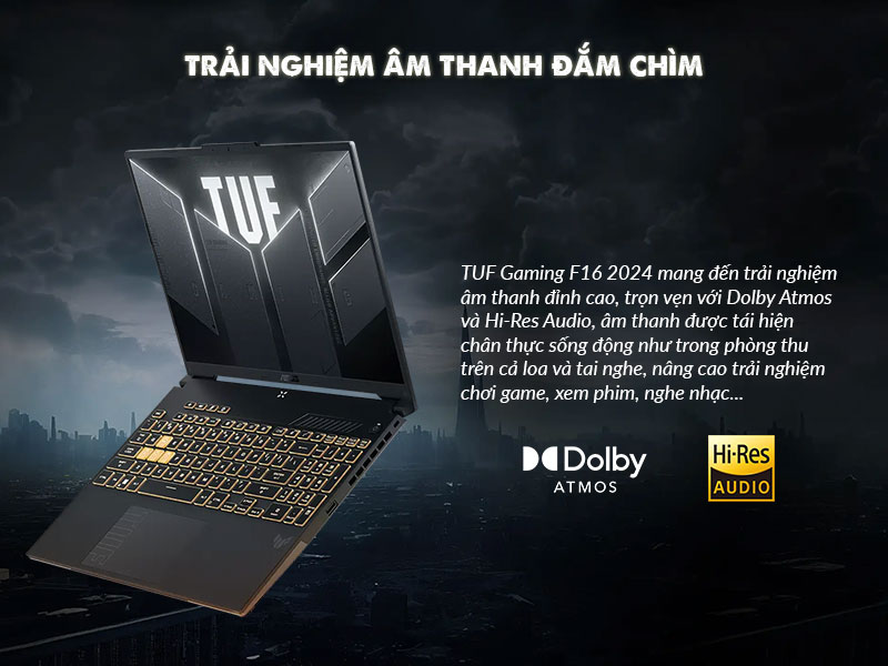 Laptop ASUS TUF Gaming F16 FX607JV-N3199W - Trải nghiệm âm thanh đắm chìm