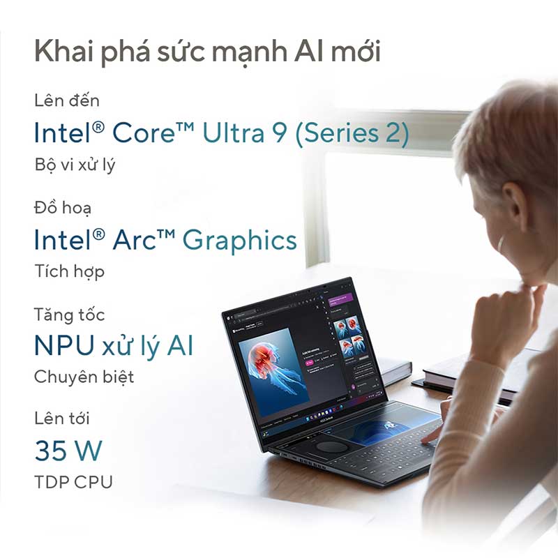 ASUS Zenbook Duo UX8406CA-PZ109WS với hiệu năng AI cực mạnh mẽ