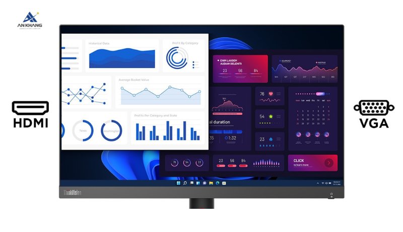 Màn hình Lenovo ThinkVision S24i-30 63DEKAR3WW trang bị kết nối cơ bản