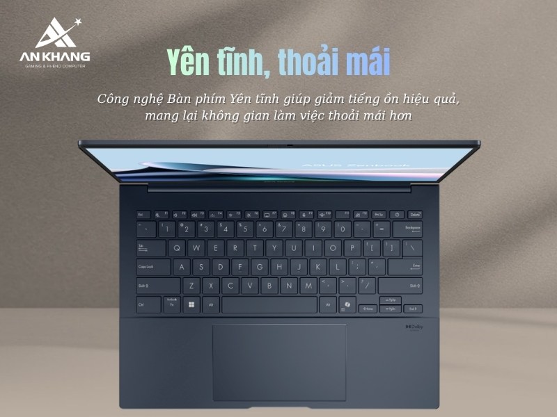 Laptop ASUS Zenbook 14 UX3405CA gi&uacute;p bạn thoải m&aacute;i hơn với thiết kế b&agrave;n ph&iacute;m &ecirc;m &aacute;i, y&ecirc;n tĩnh