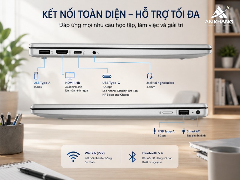 Khả năng kết nối toàn diện của HP 14-ep1012TU D72CPPA