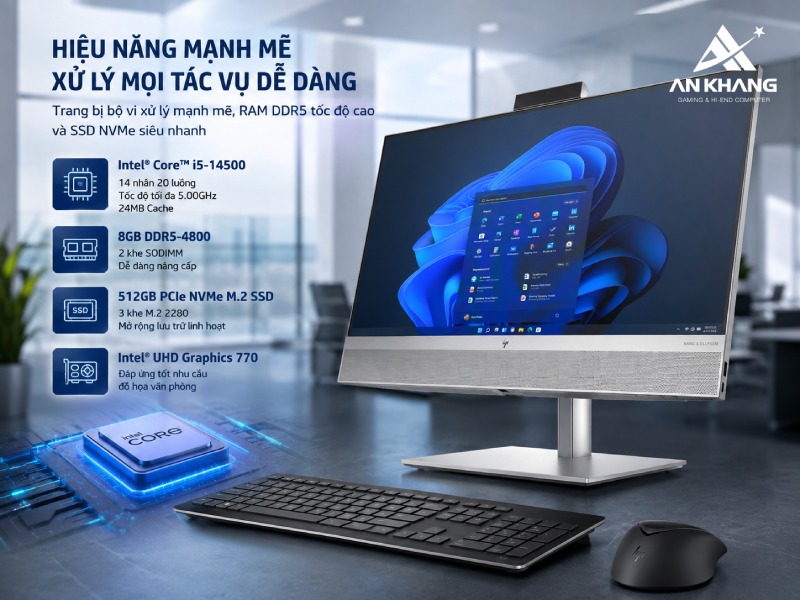Khả năng xử lý đa nhiệm mượt mà của máy tính All in One HP EliteOne 840 G9 B05JHPT