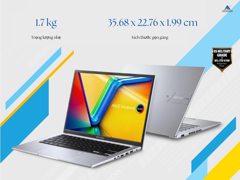 Asus Vivobook 15 OLED A1505VA-L1113W với thiết kế nhỏ gọn, bền bỉ