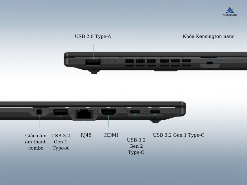 Laptop Asus ExpertBook B1 B1402CVA-NK0176W trang bị đầy đủ các cổng kết nối