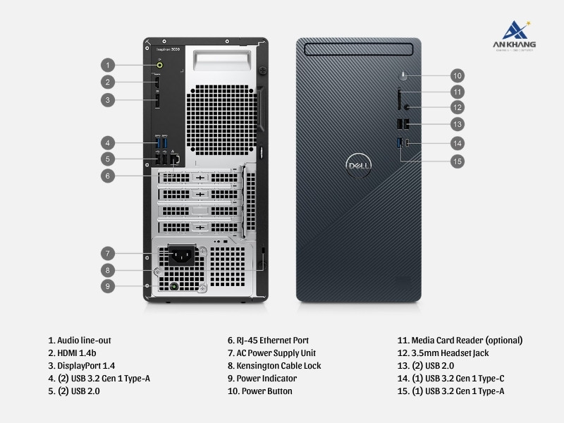 Dell Inspiron 3030 Tower T6FDR với hệ thống kết nối đa dạng