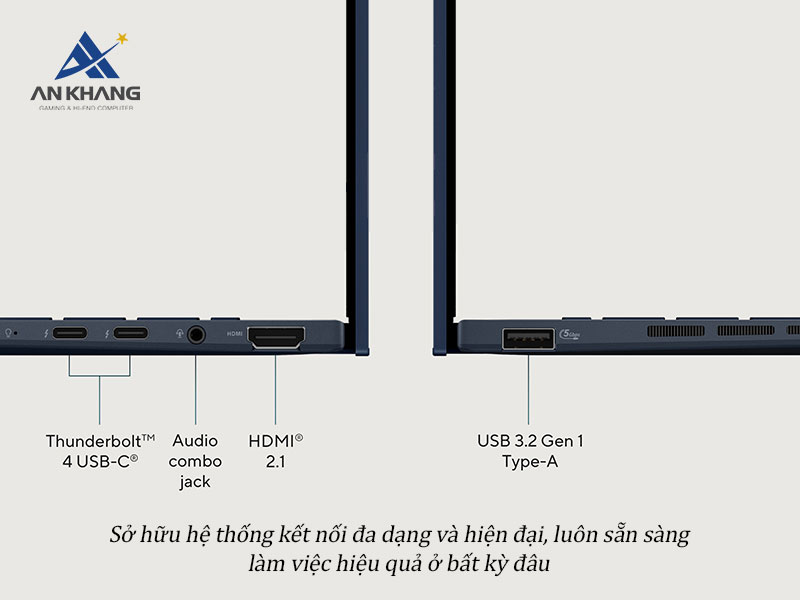 Laptop ASUS Zenbook 14 UX3405CA-ST628W với hệ thống cổng kết nối hiện đại v&agrave; linh hoạt