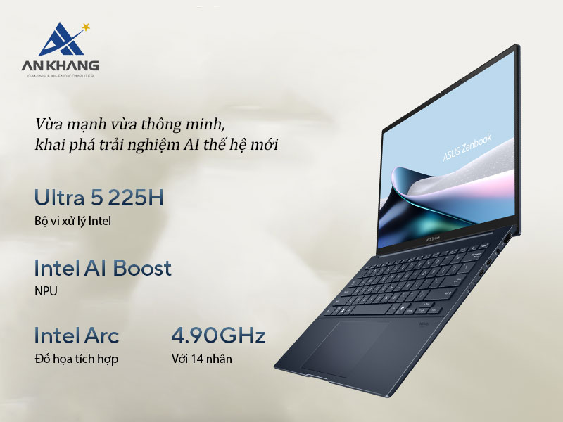 Laptop ASUS Zenbook 14 UX3405CA-ST628W sở hữu hiệu năng mạnh mẽ gi&uacute;p khai ph&aacute; trải nghiệm AI thế hệ mới