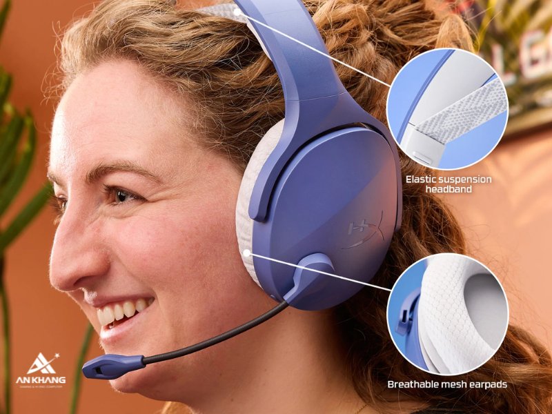 Tai nghe gaming HyperX Cloud JET Wireless AM7A0AA Blue sở hữu thiết kế nhẹ, thoáng khí