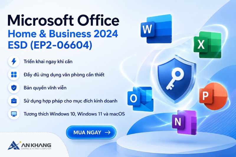 Phần mềm Microsoft Office Home & Business 2024 ESD (EP2-06604) - Bản quyền điện tử chính hãng, Kích hoạt tức thì, Mua 1 lần dùng vĩnh viễn