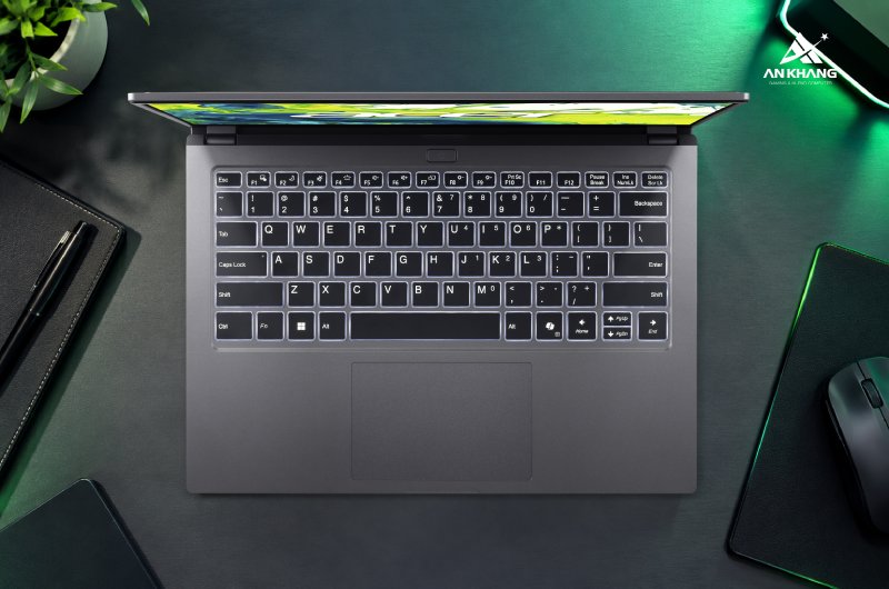 Laptop Acer Aspire Go 14 AI AG14-71M-52LH NX.JF5SV.001 thiết kế vỏ nhôm bền bỉ, bản lề 180 độ linh hoạt