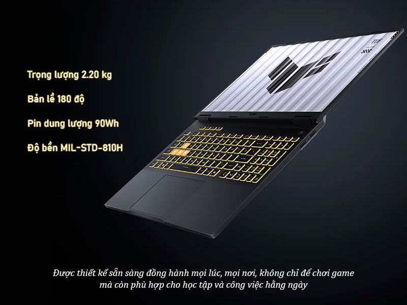 ASUS TUF Gaming F16 FX608JHR-RV037W mang thiết kế đậm chất gaming tinh tế và bền bỉ