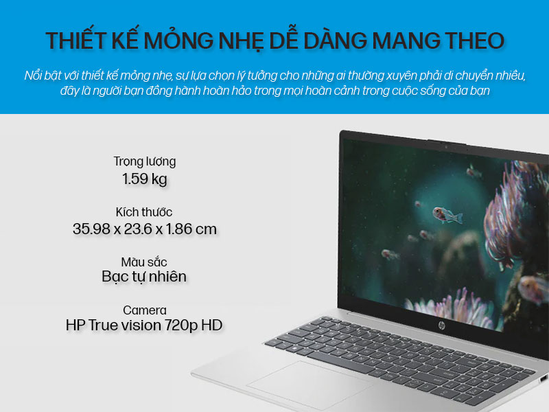 Laptop HP 15-fd1037TU - Thiết kế mỏng nhẹ dễ dàng mang theo