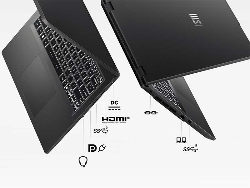 Laptop MSI Venture 14 AI A1MG 005VN trang bị đầy đủ cổng kết nối hiện đại