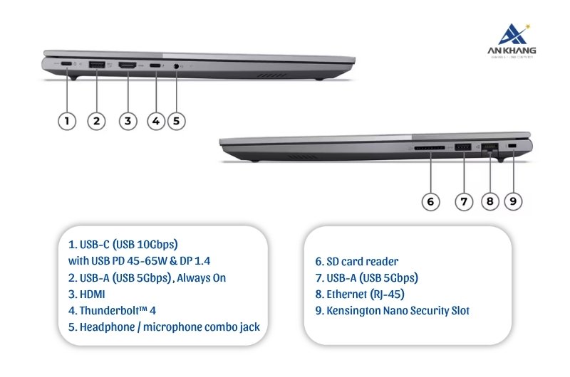 Laptop Lenovo ThinkBook 16 G9 IRL 21US008GVA trang bị hệ thống kết nối to&agrave;n diện cho mọi nhu cầu