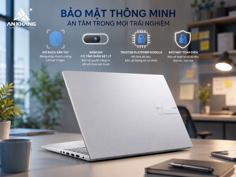 Bảo về dữ liệu cũng như quyền riêng tư cá nhân với laptop ASUS Vivobook 15 X1504VA-BQ295W