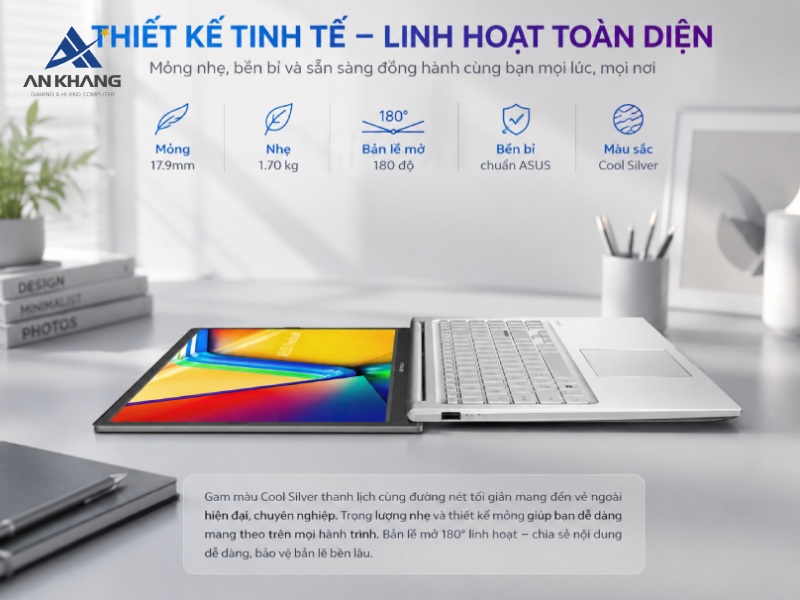 Bền bỉ di chuyển mọi nơi cùng ASUS Vivobook 15 X1504VA-BQ285W