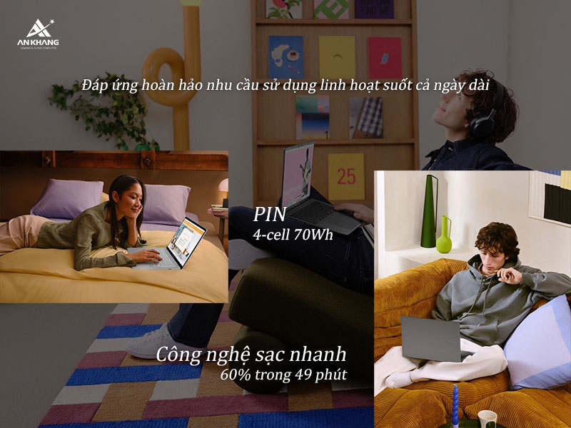 ASUS Vivobook S14 M3407KA-SF034WS đ&aacute;p ứng ho&agrave;n hảo nhu cầu sử dụng h&agrave;ng ng&agrave;y với thời lượng pin lớn
