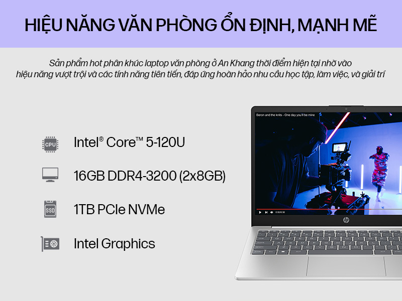 HP 14-ep1009TU 9Z2W2PA mang hiệu năng văn phòng ổn định, mạnh mẽ