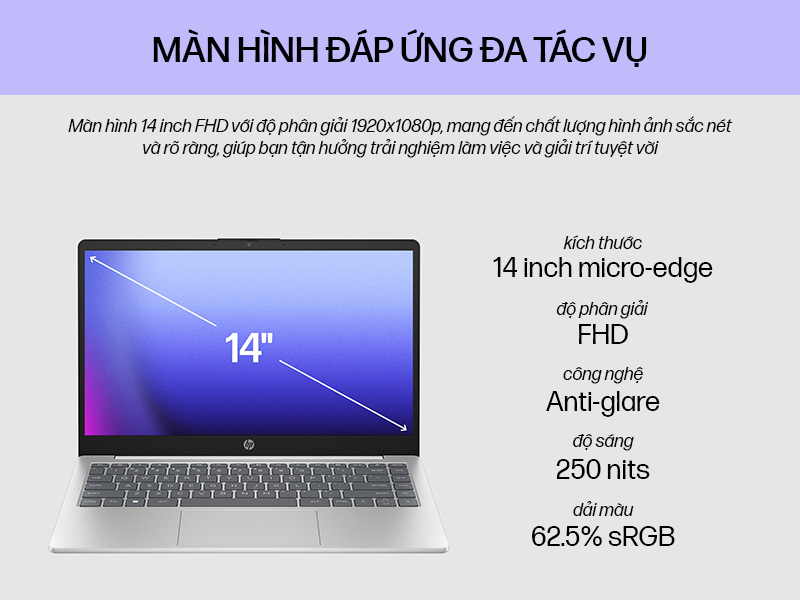 HP 14-ep1009TU 9Z2W2PA Sở hữu màn hình đáp ứng đa tác vụ