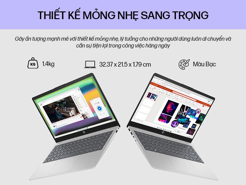 Laptop HP 14 được thiết kế mỏng nhẹ sang trọng