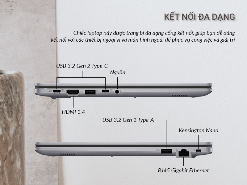 ASUS ExpertBook P1 P1403CVA-i5SE16-50W - Kết nối đa dạng