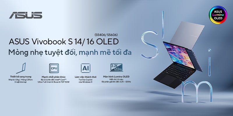 ASUS Vivobook S 14 OLED S5406MA-PP136W - Laptop mỏng nhẹ tuyệt đối, mang đến sức mạnh AI ấn tượng