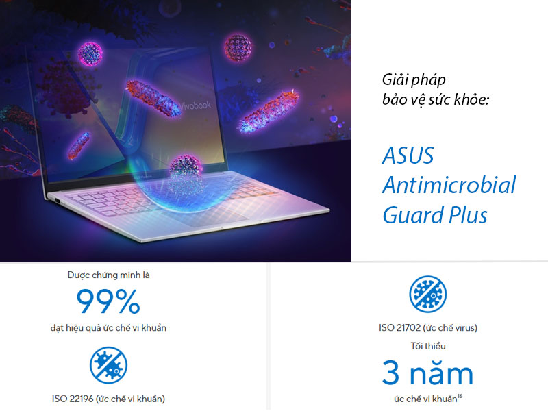 Vivobook 15 sở hữu giải pháp bảo vệ sức khỏe: ASUS Antimicrobial Guard Plus