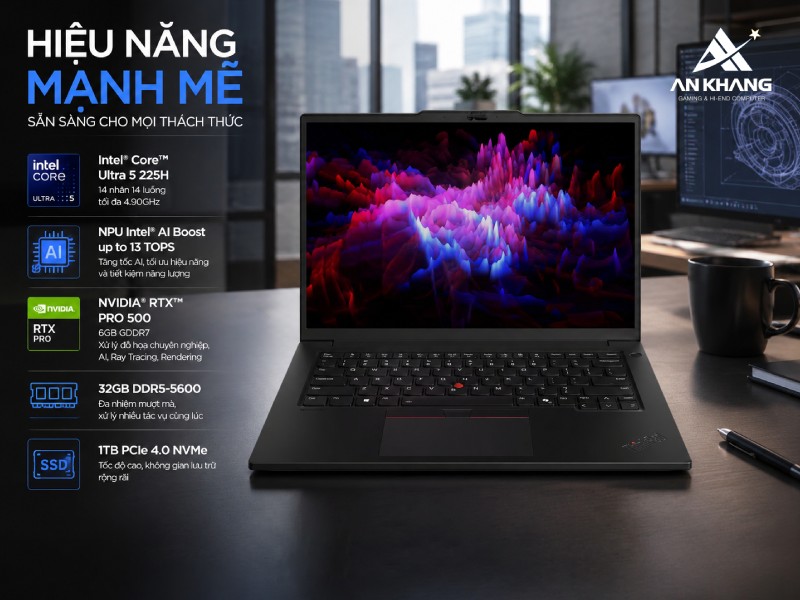 Lenovo ThinkPad P14s Gen 6 21QT0059VA là chiếc laptop workstation hiệu năng đang tin cậy cho môi trường làm việc chuyên nghiệp