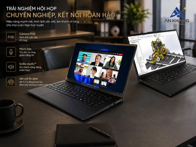 Laptop Lenovo ThinkPad P14s Gen 6 21QT0059VA mang đến trải nghiệm hội họp chuyên nghiệp, kết nối hoàn hảo