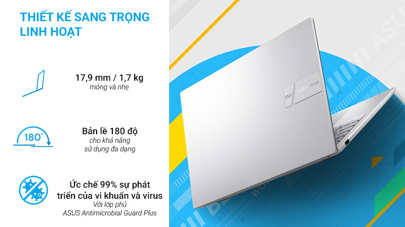 Laptop ASUS Vivobook mang thiết kế sang trọng, linh hoạt