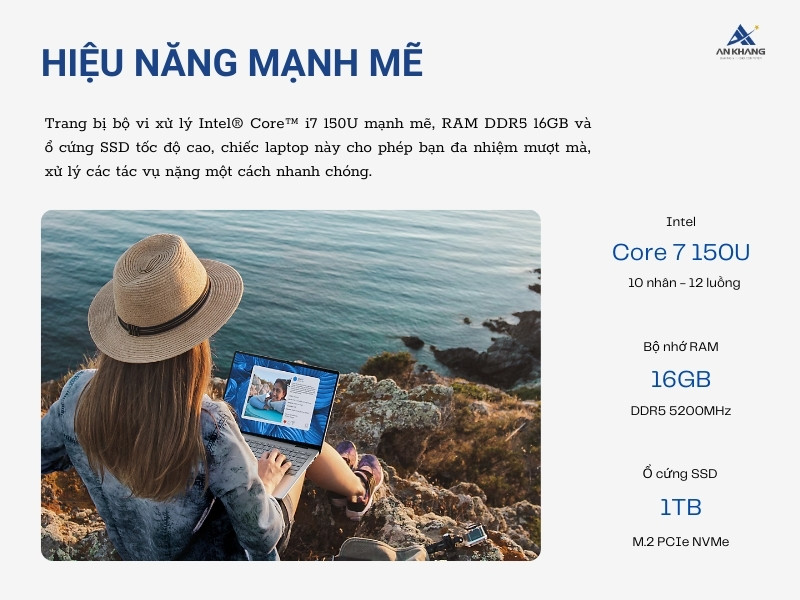 Dell Inspiron 14 7440 Core 7 150U N7440-C7U161W11IBU cho khả năng xử lý đa nhiệm mượt mà