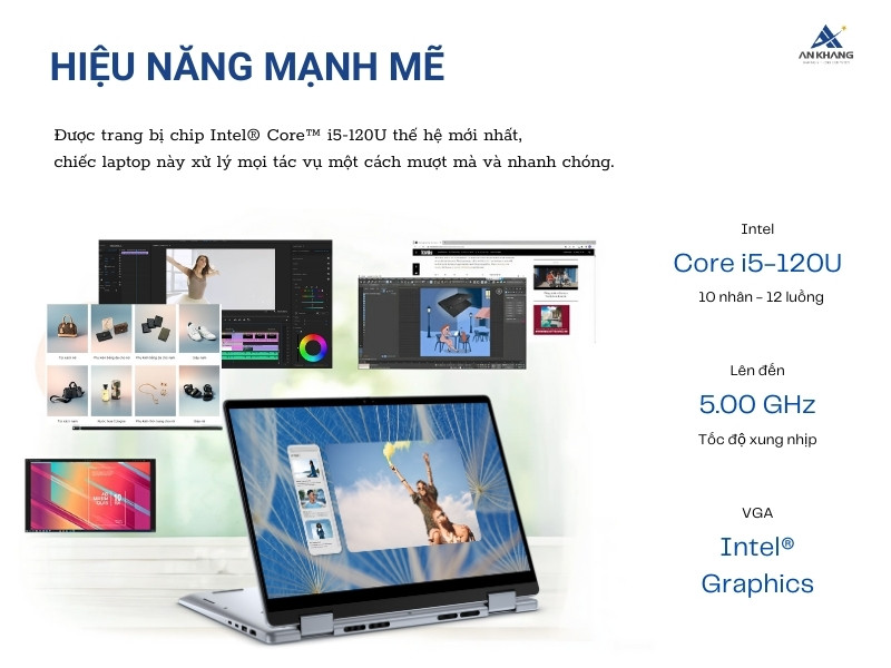 Laptop Dell Inspiron 14 7440 N4I5006W1 trang bị vi xử lý Intel Core i5-120U ổn định