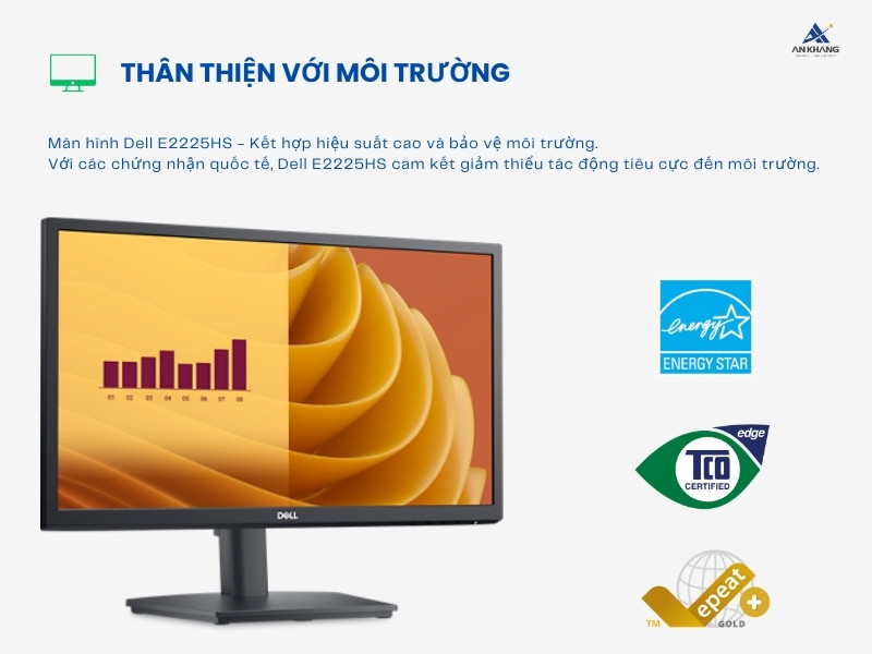 Màn hình LCD Dell E2225HS thân thiện với môi trường