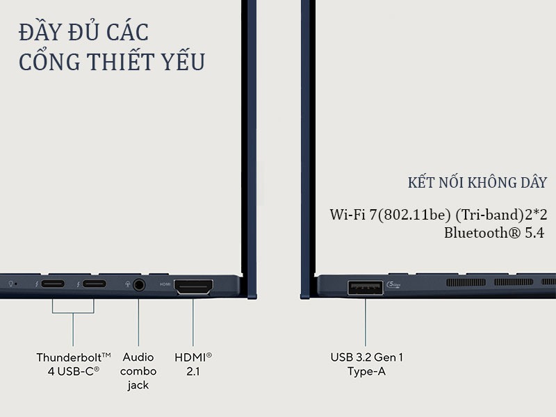 Laptop ASUS Zenbook 14 UX3405CA-PZ204WS - Kết nối đầy đủ và hiện đại