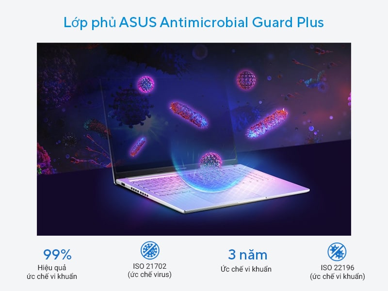 Laptop Asus Vivobook 15 OLED A1505VA-MA469W - Ức chế vi khuẩn và virus