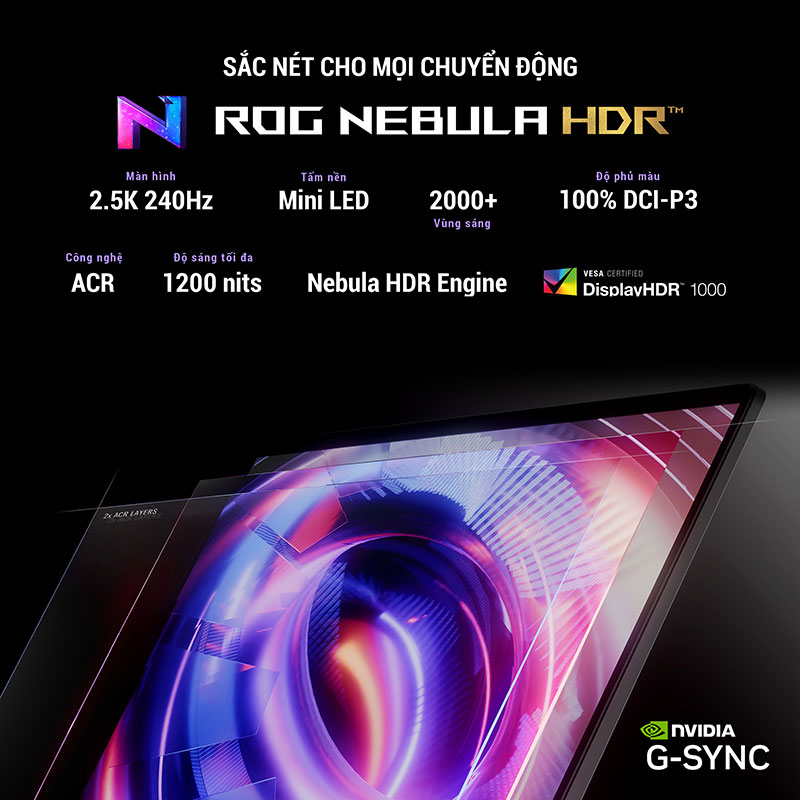 Màn hình ROG Nebula HDR trên ASUS ROG Strix SCAR 16 2025