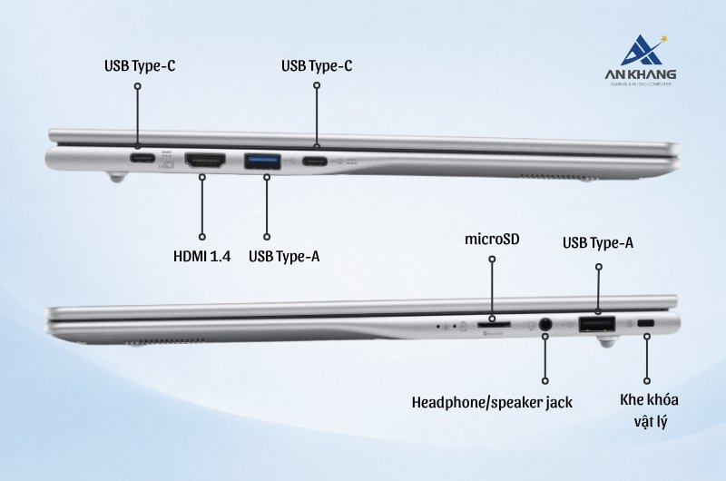 Laptop Acer Aspire Lite 15 AL15-49P-R6XX NX.DRZSV.002 trang bị đầy đủ cổng kết nối, tương thích đa thiết bị