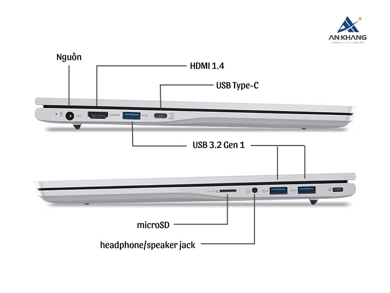 Laptop Acer Aspire Lite 15 AL15-72P-7232 NX.D4CSV.002 trang bị hệ thống kết nối đa dạng cho mọi nhu cầu