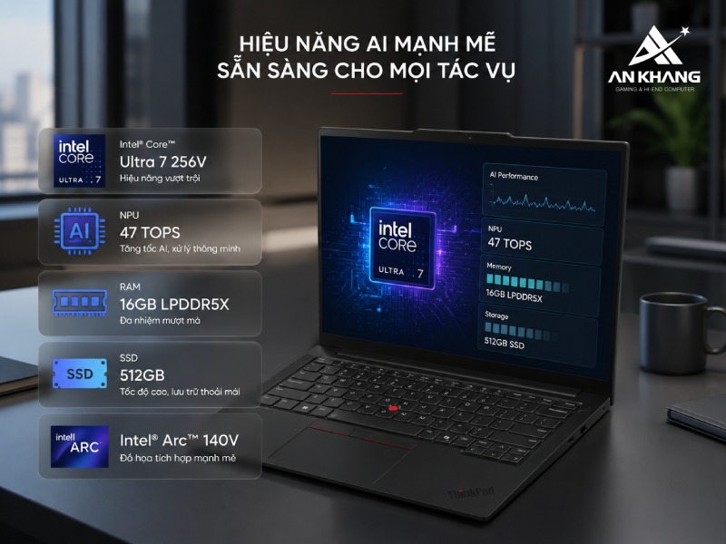 Lenovo ThinkPad E14 Gen 7 21U2S04N00 là chiếc laptop AI mang đến nền tảng hiệu năng hiện đại, mạnh mẽ