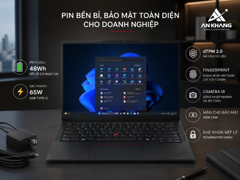 Lenovo ThinkPad E14 Gen 7 21U2S04N00 đáp ứng tốt yêu cầu về tính cơ động, bảo mật và năng suất làm việc của người dùng doanh nghiệp hiện đại