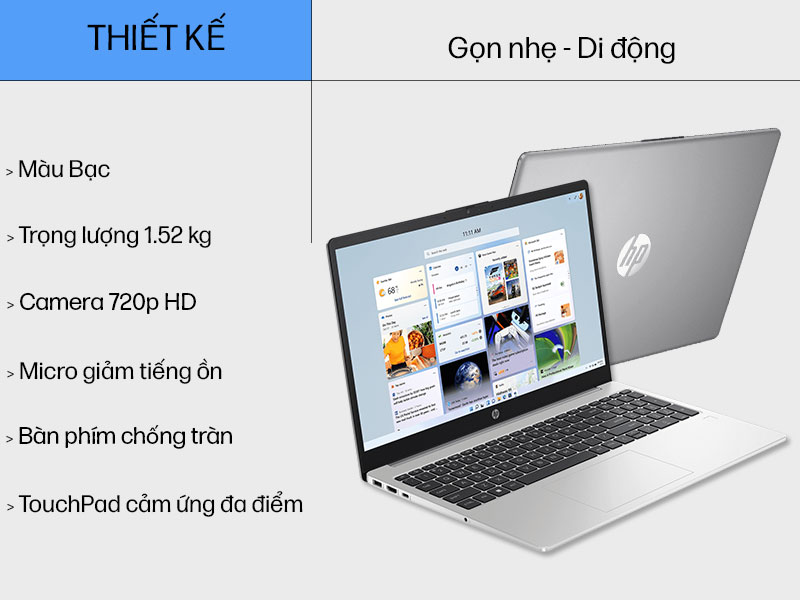 Laptop HP 250 G10 A06E9PT - Thiết kế