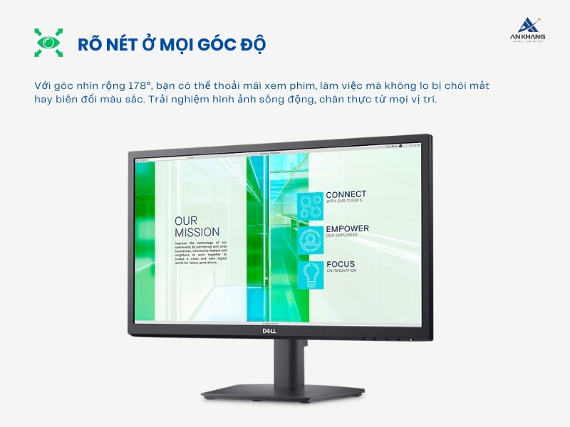 Màn hình LCD Dell E2223HN mang đến góc nhìn rộng lên đến 178 độ