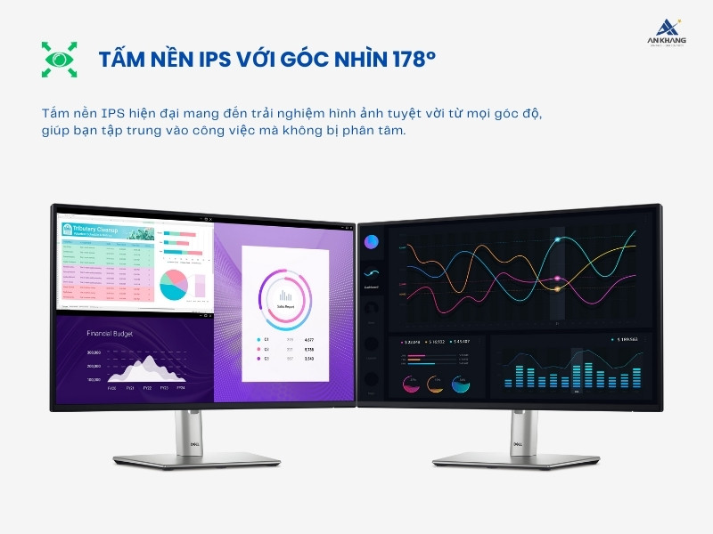 Màn hình Dell P2425H với tấm nền IPS cho chất lượng hiển thị ổn định ở mọi góc độ