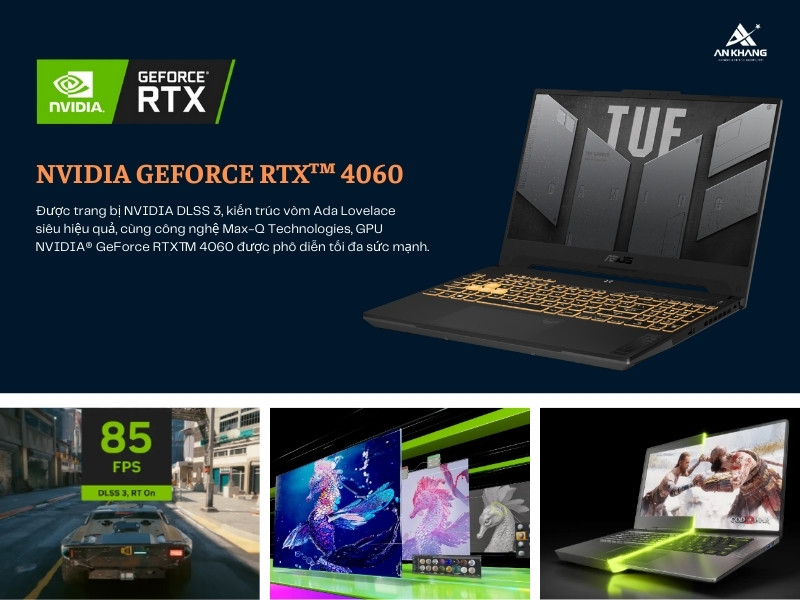 Asus TUF Gaming F15 FX507VV-LP304W trang bị card đồ họa rời NVIDIA GeForce RTX 4060